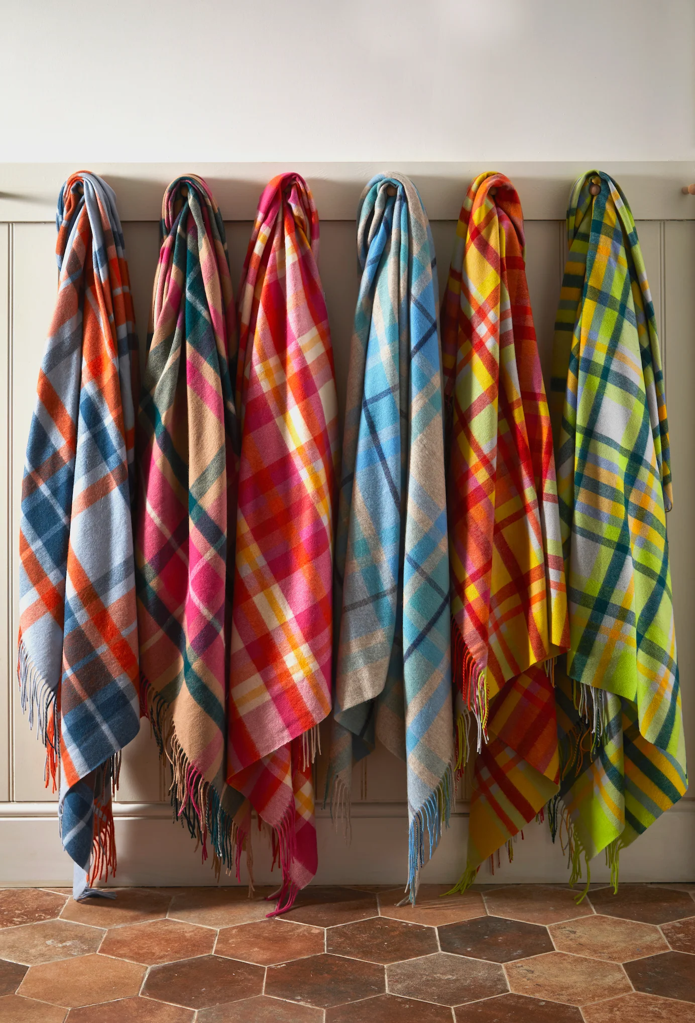Tweedmill Lambswool Throw, Bright Check, Ella - Image 5