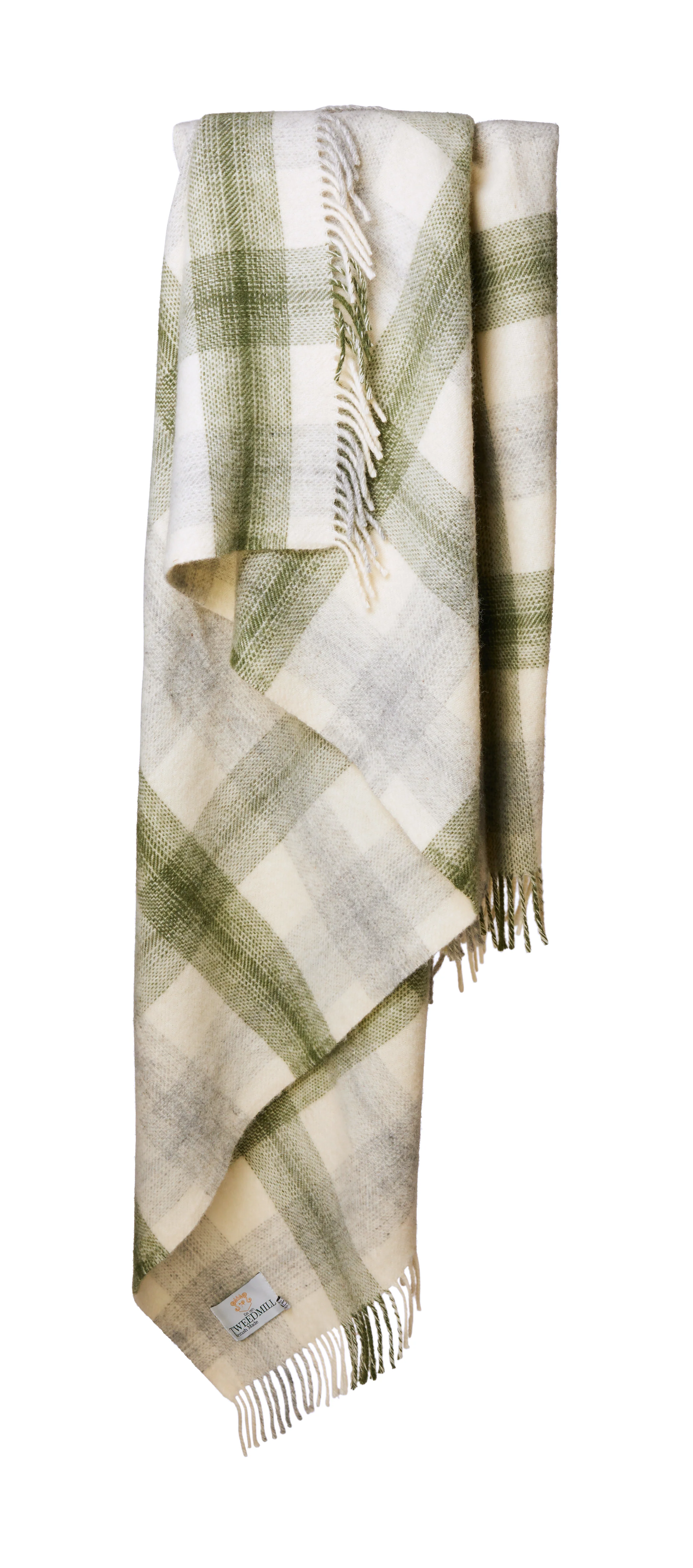 Tweedmill Meadow Check Pure New Wool Throw, Olive - Image 2
