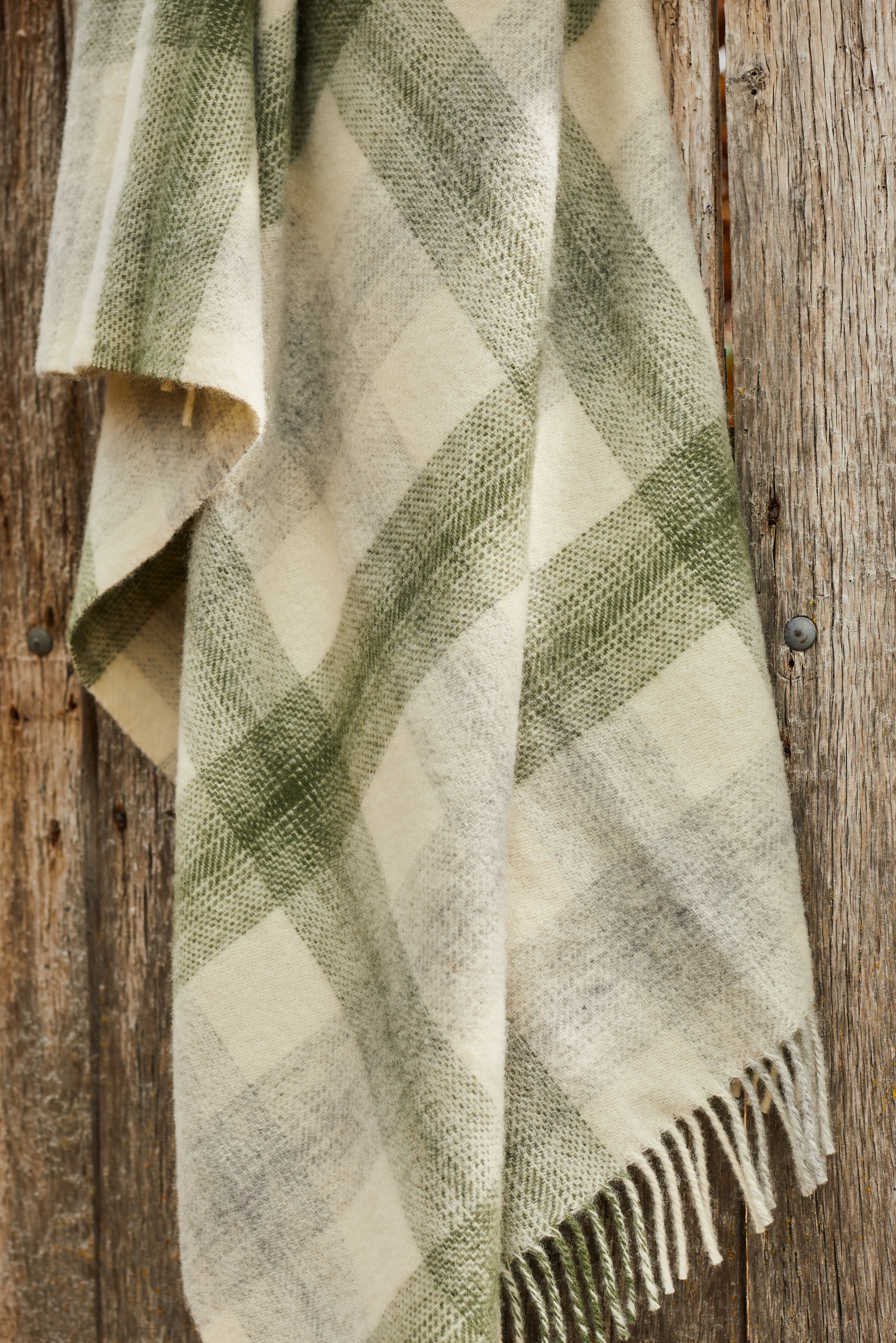 Tweedmill Meadow Check Pure New Wool Throw, Olive - Image 4