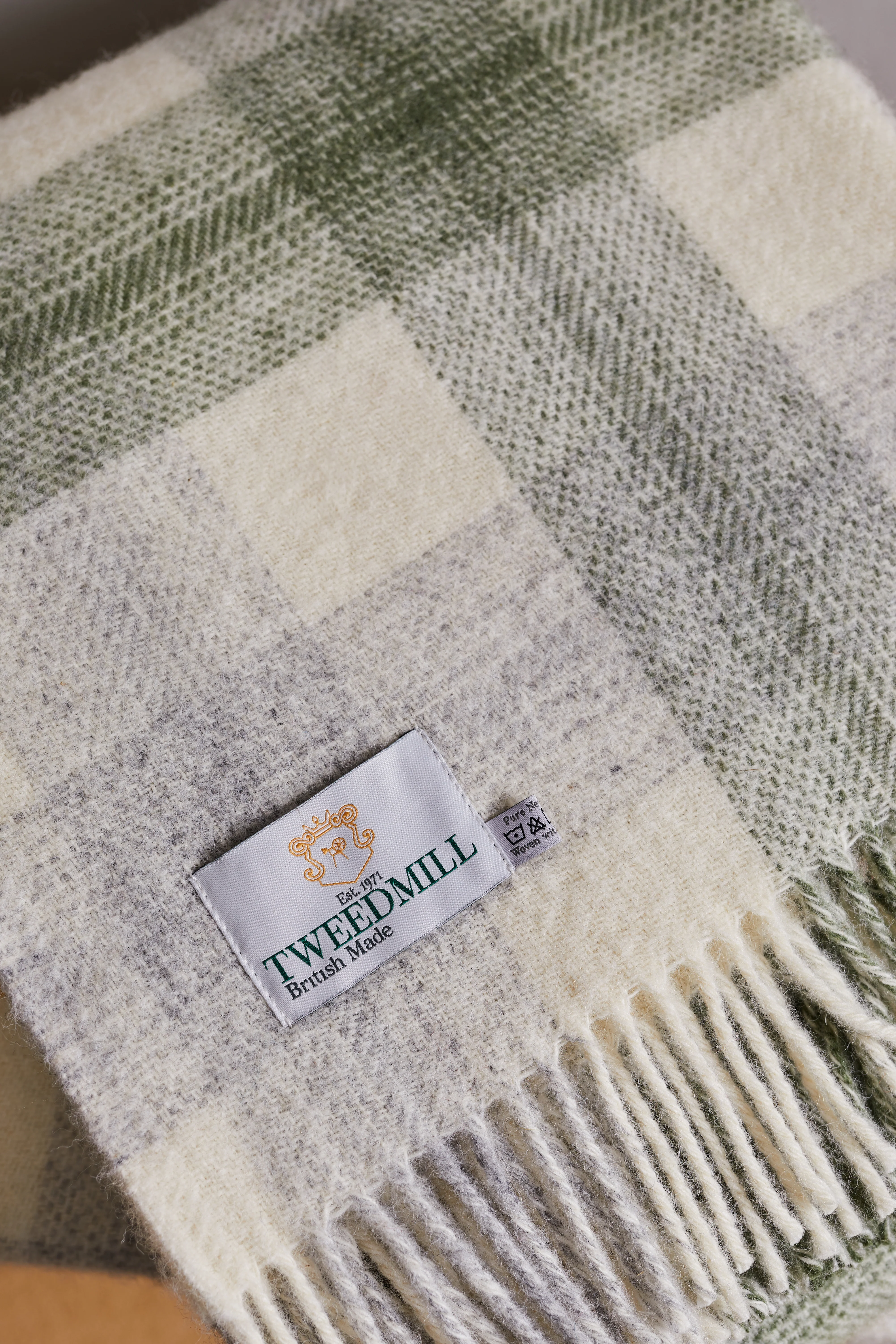 Tweedmill Meadow Check Pure New Wool Throw, Olive - Image 6