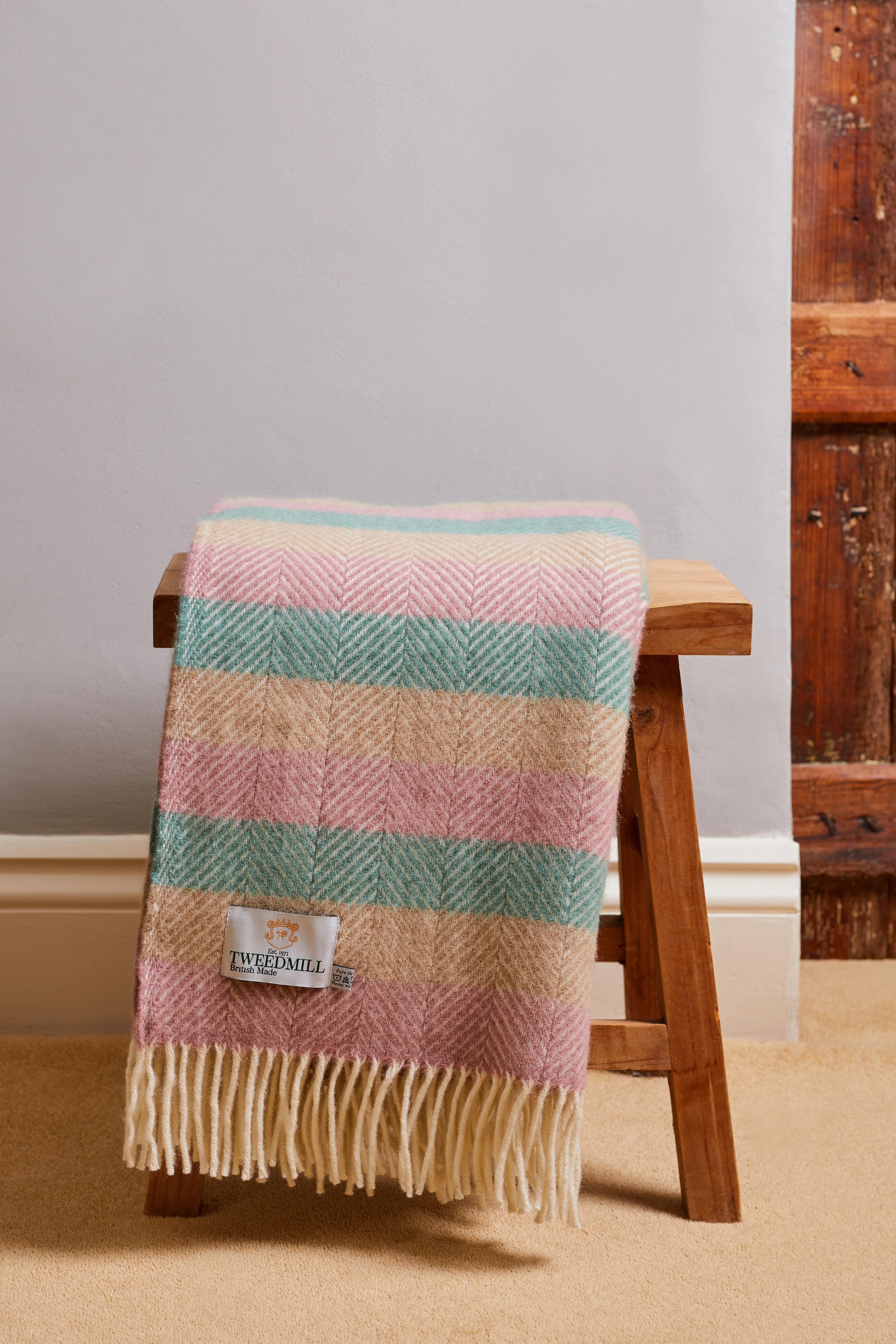 Tweedmill Pure New Wool Throw, Stripe Summer Breeze - Image 3