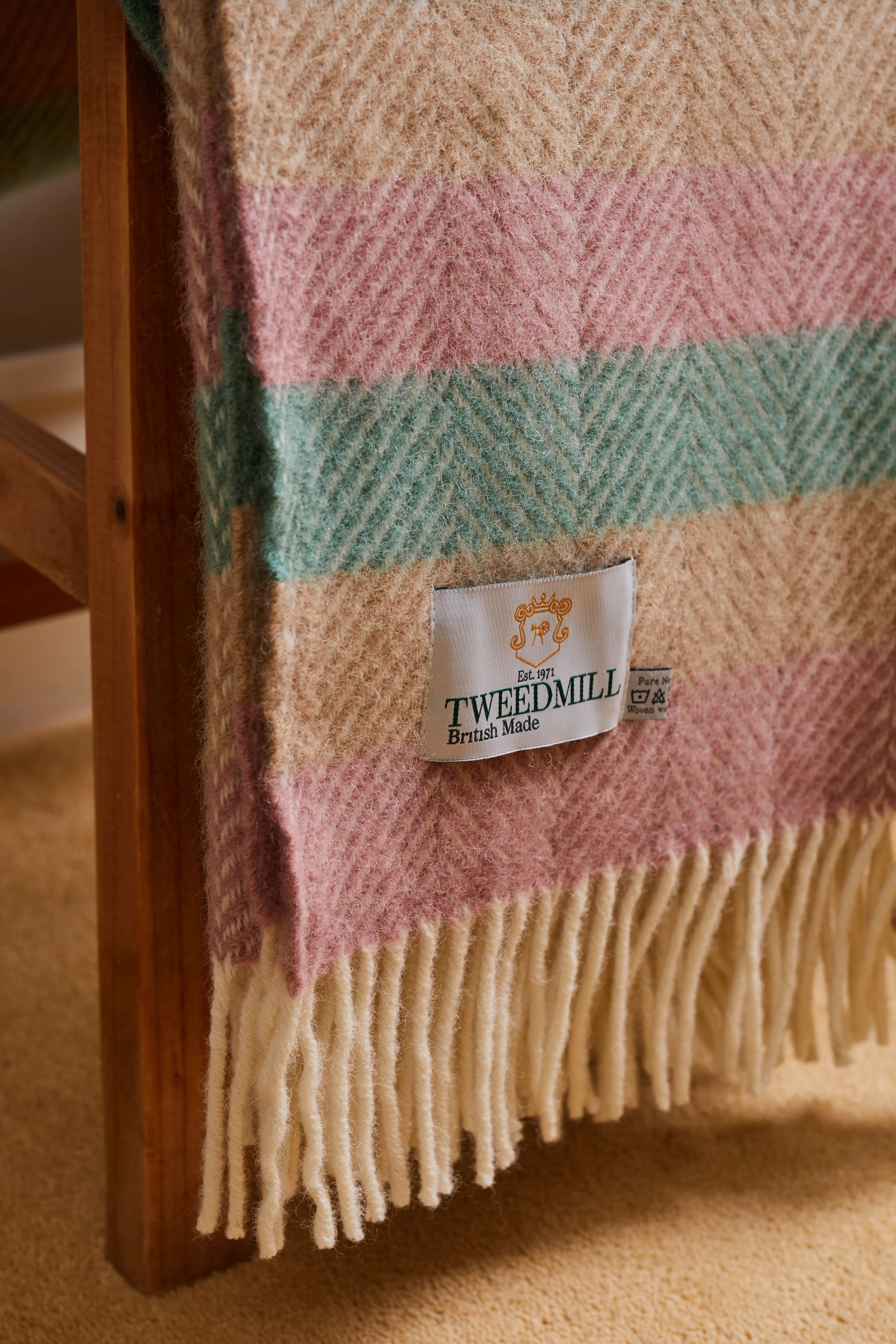 Tweedmill Pure New Wool Throw, Stripe Summer Breeze - Image 4
