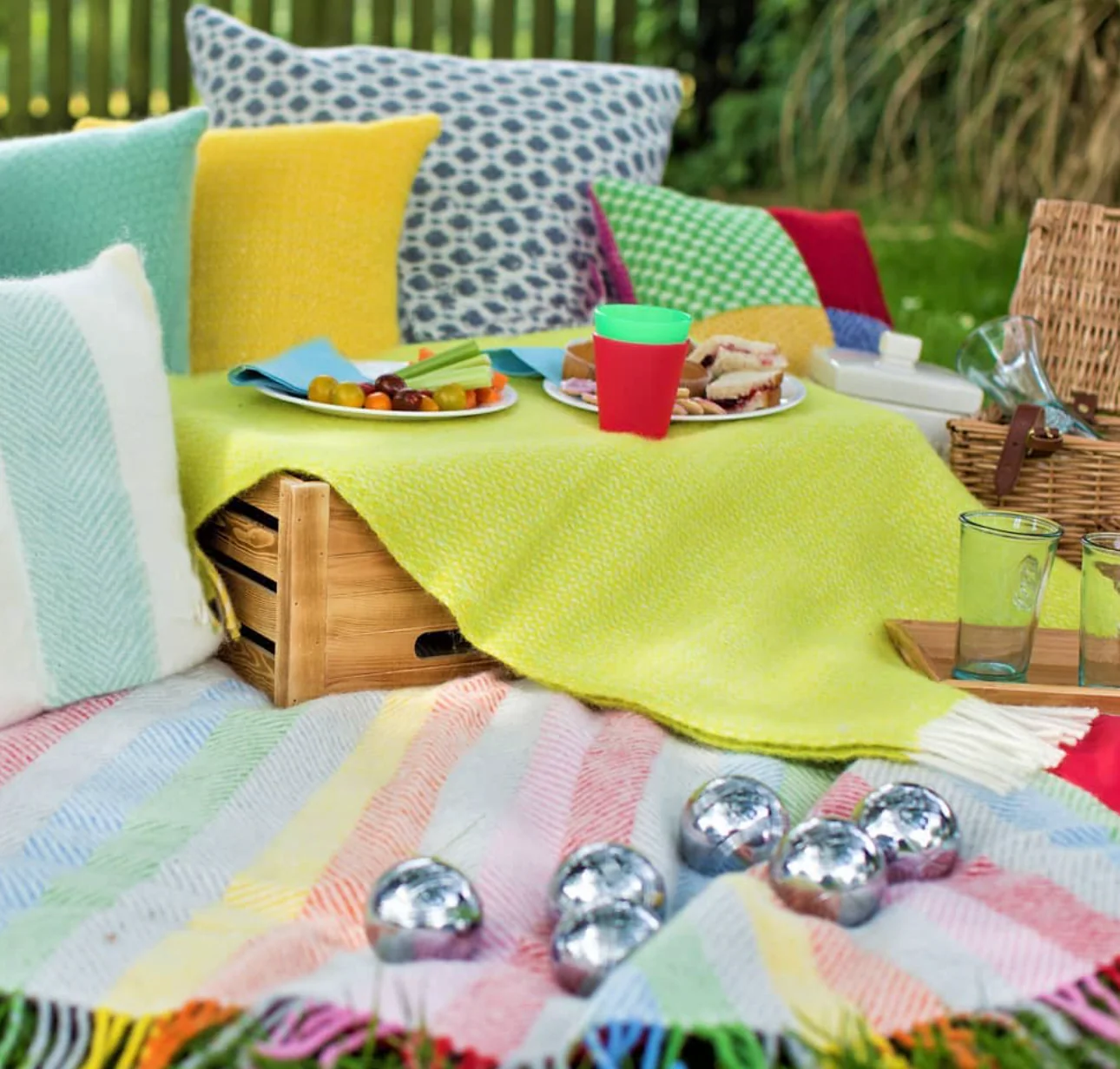 Tweedmill Polo Pure Wool Knitted Picnic Blanket, Rainbow - Image 10