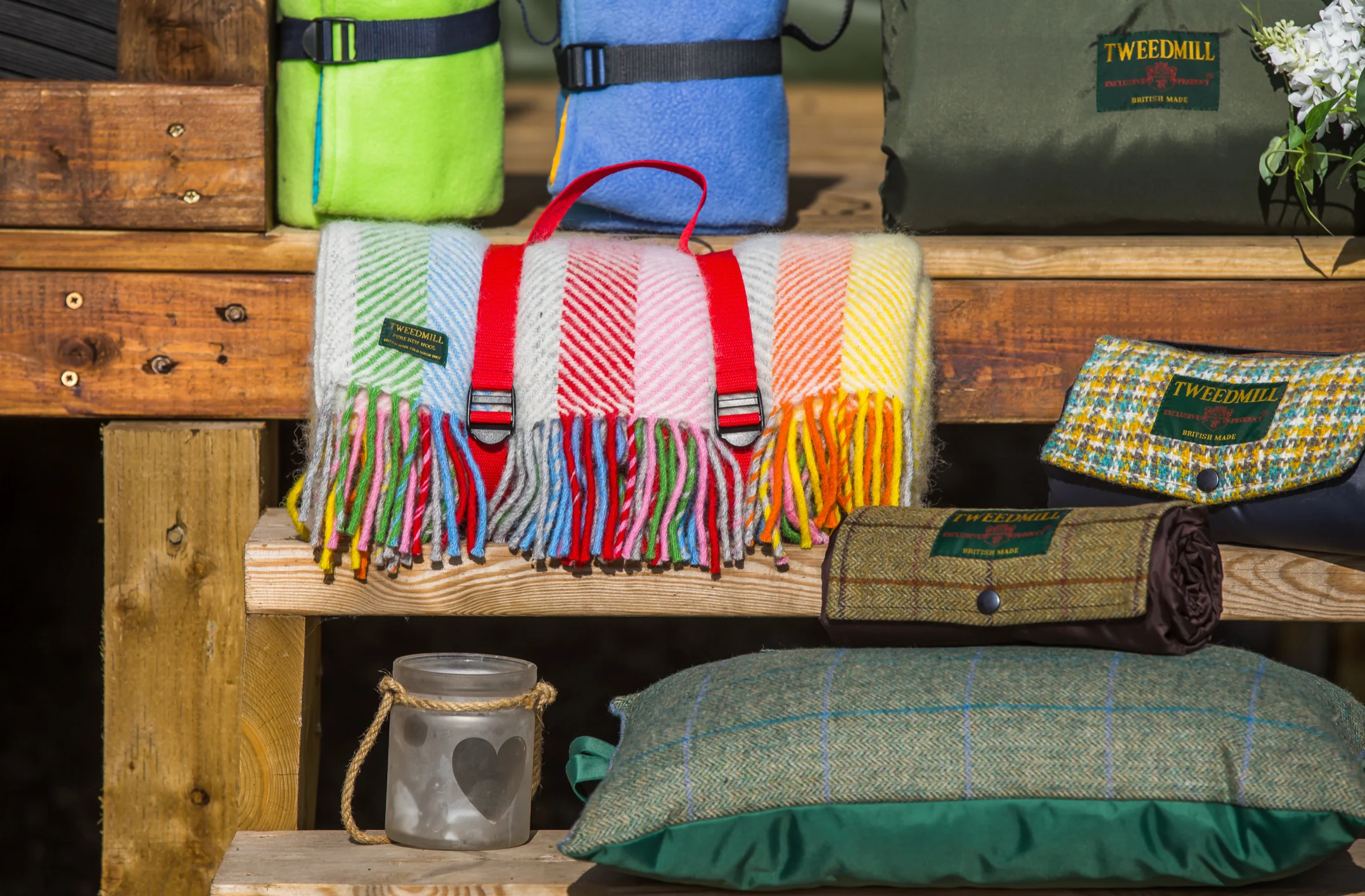 Tweedmill Polo Pure Wool Knitted Picnic Blanket, Rainbow - Image 3
