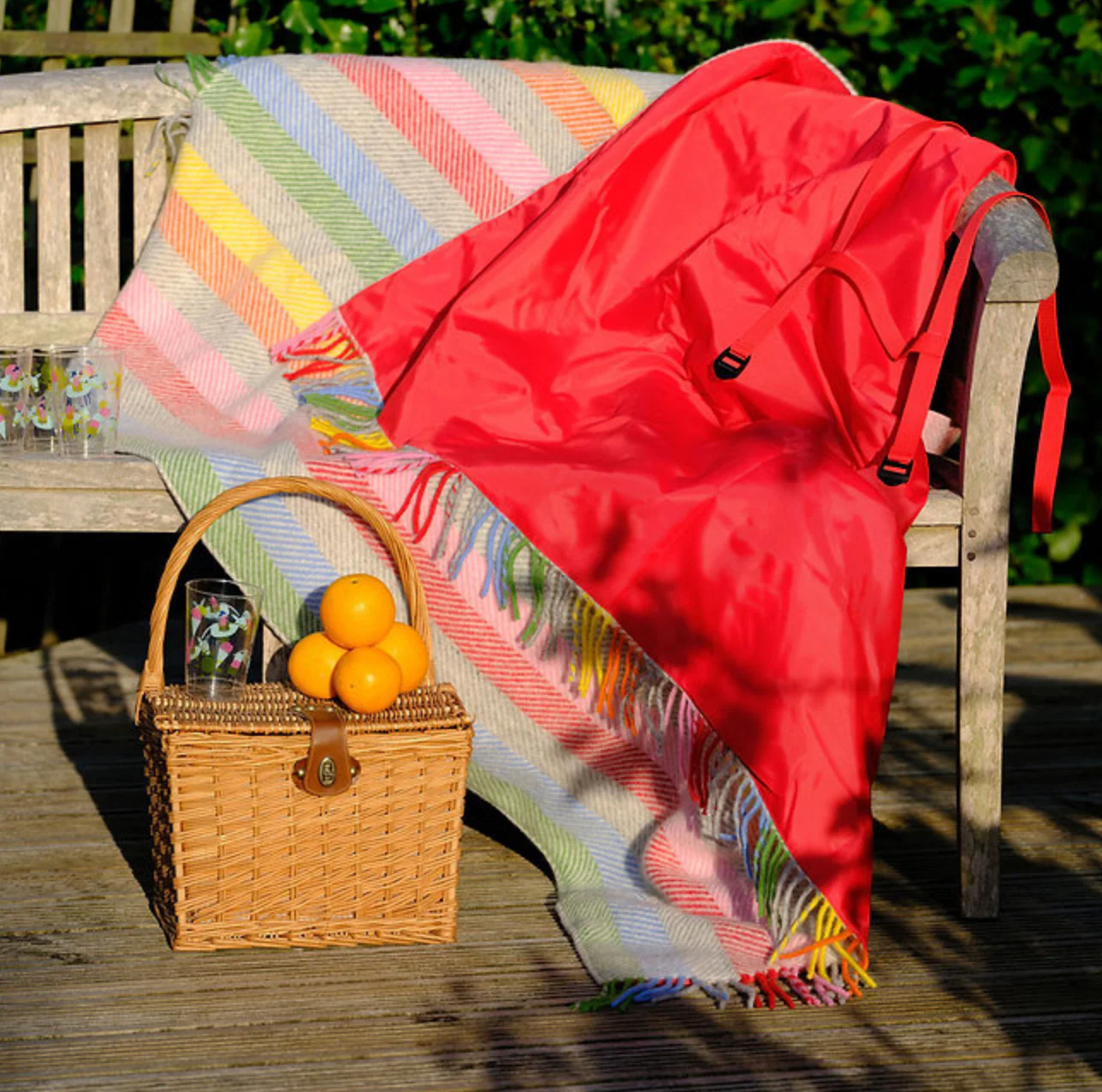 Tweedmill Polo Pure Wool Knitted Picnic Blanket, Rainbow - Image 9