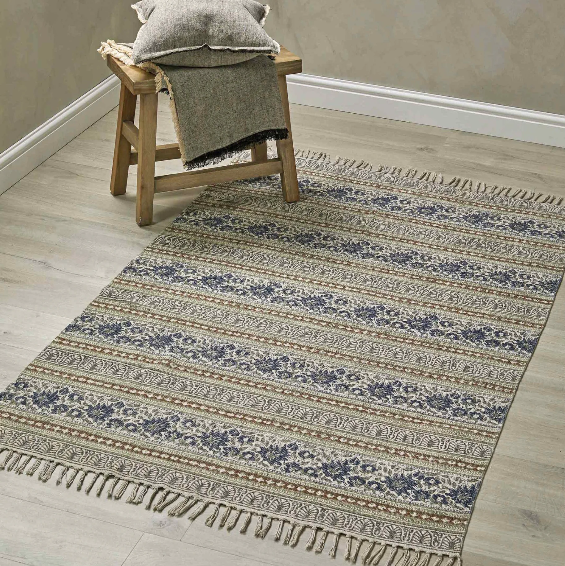 Walton & Co Loire Hand Printed Cotton Rug 120 x 180cm - Image 2
