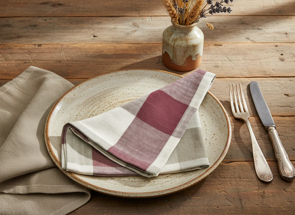 Walton & Co Vermont Napkins Merlot & Mocha (set of 4) - Image 2