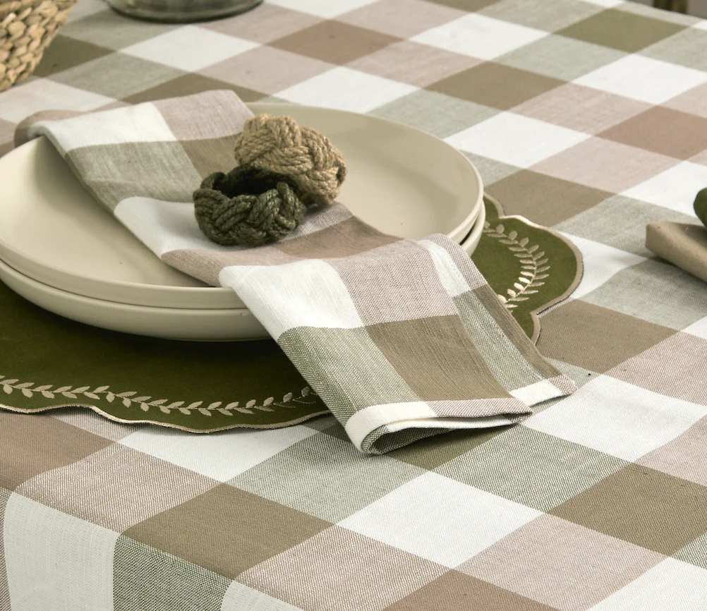 Walton & Co Vermont Napkins Olive & Mocha (set of 4) - Image 3