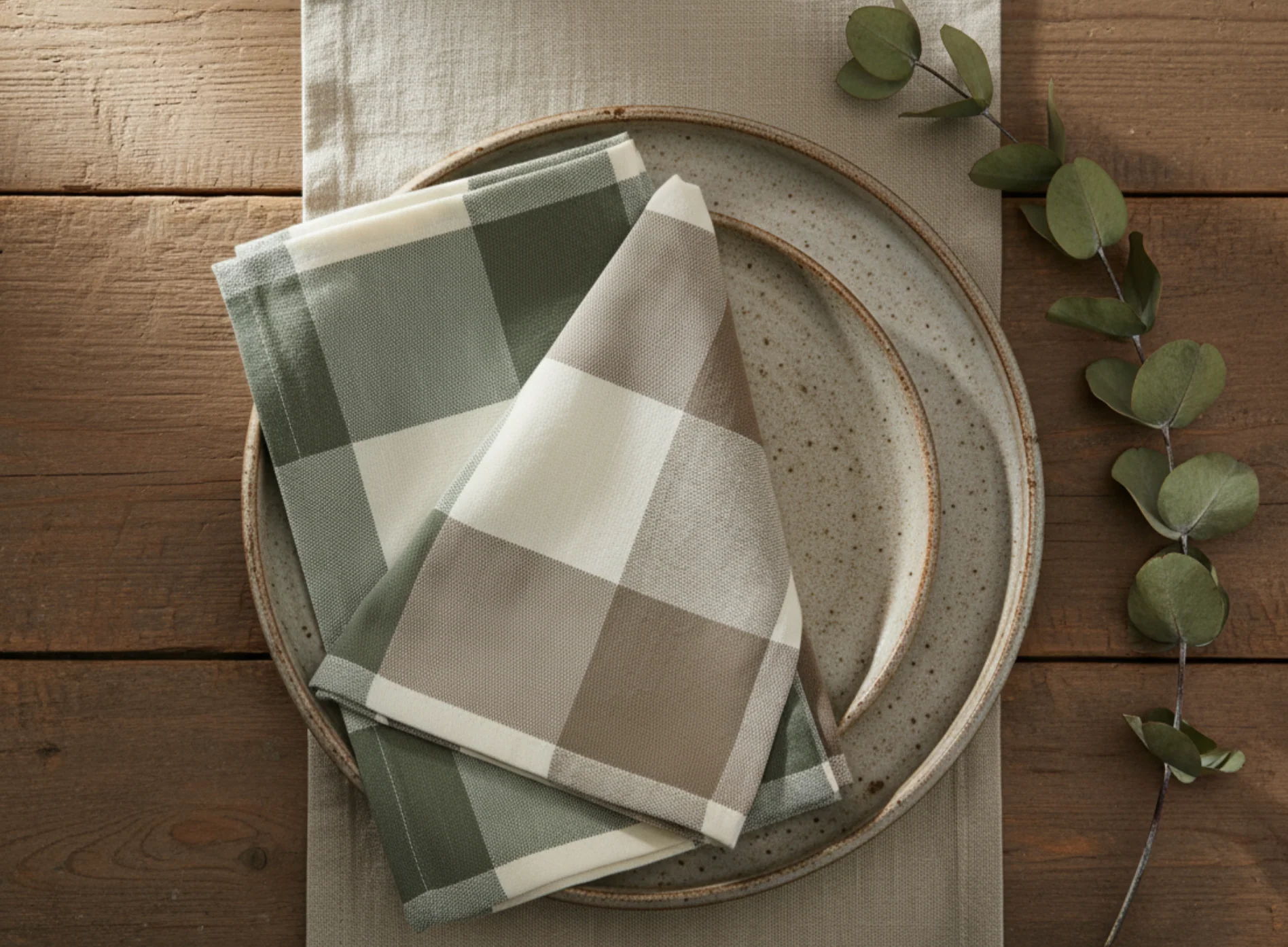Walton & Co Vermont Napkins Olive & Mocha (set of 4) - Image 4