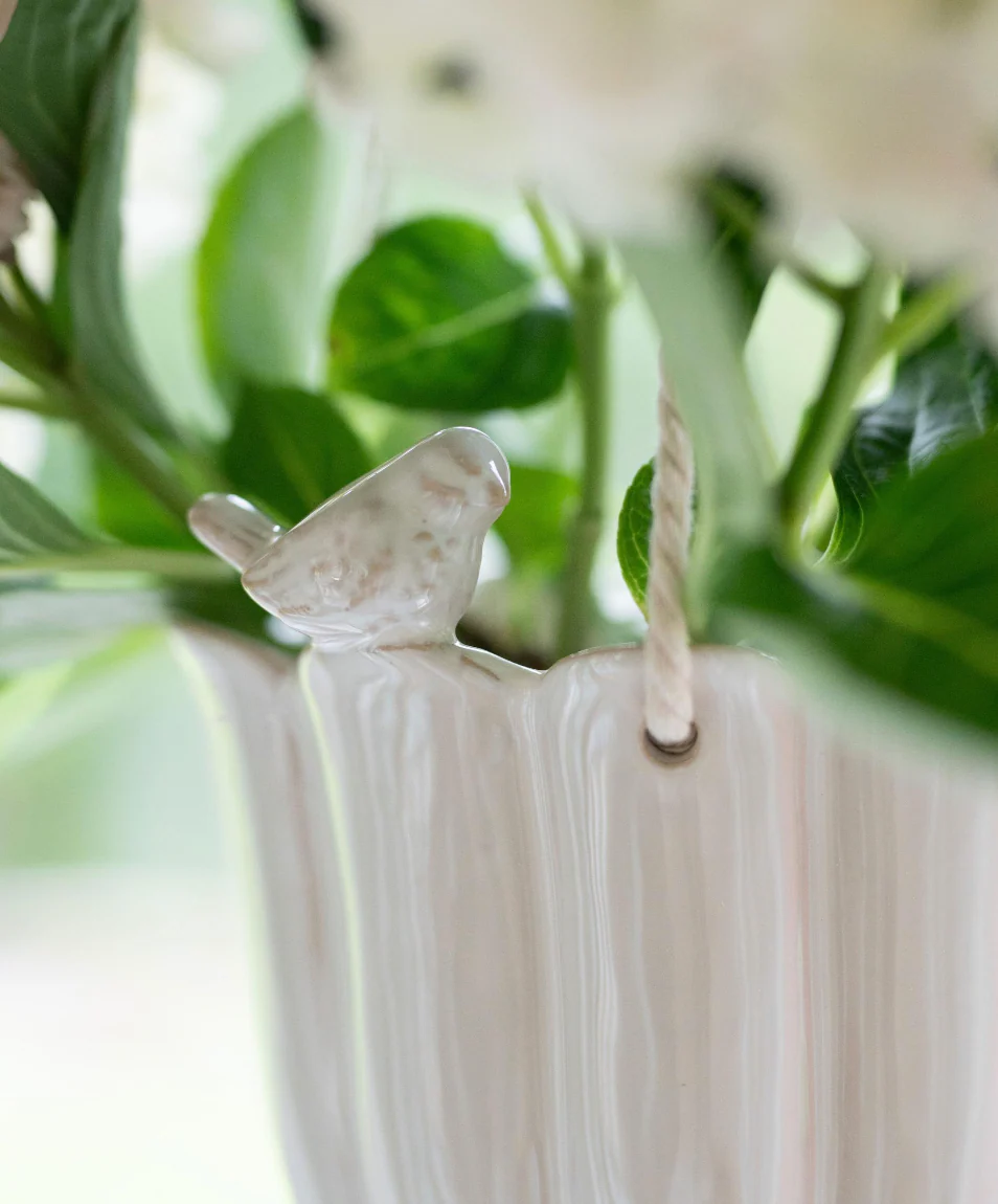 Wikholm Bonnie Ceramic Hanging Planter, Off White - Image 2