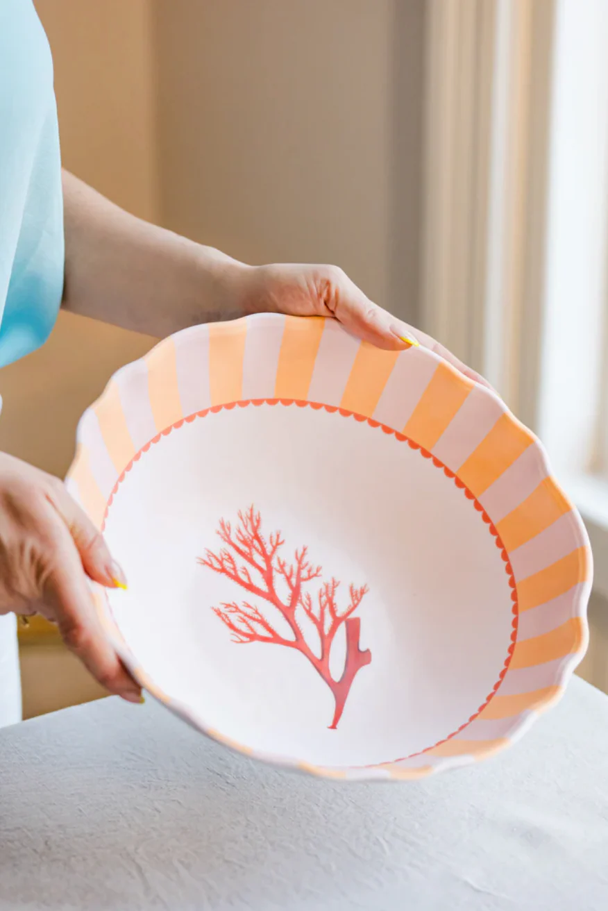Yvonne Ellen Coral Melamine Serving Bowl - Image 2
