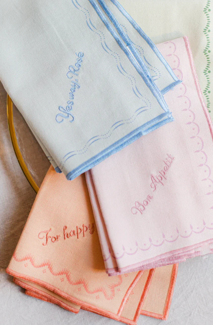 Yvonne Ellen Slogan Embroidered Napkins ( Set Of 4)
