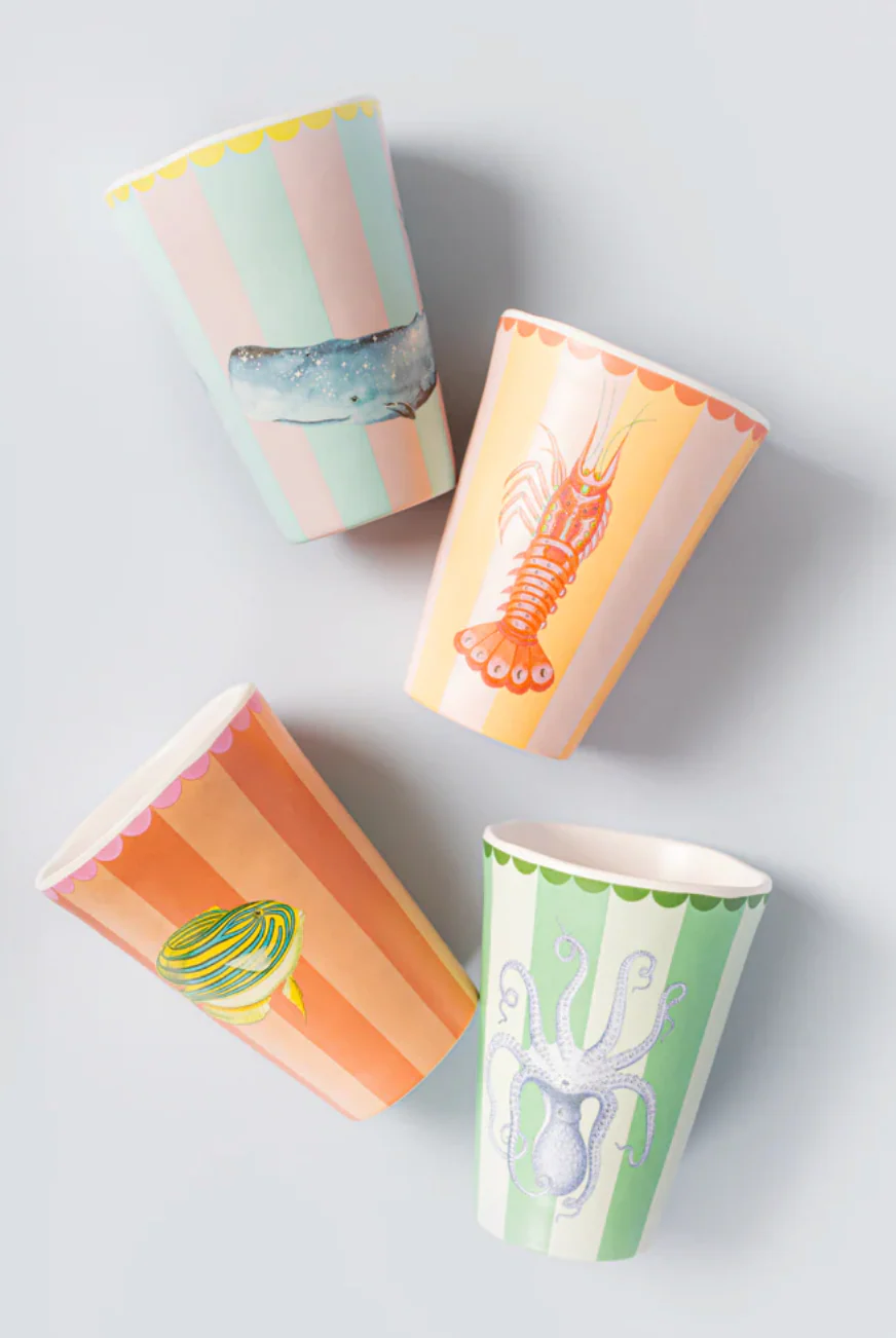 Yvonne Ellen Under The Sea Melamine Picnic Tumblers (Set Of 4)